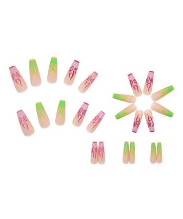 Nail Art Patches Beautiful and Fashionable Nails Finger Decorations Beauty and Decorative Supplies Long Ballet Nails Matching Summer Finished Flame Fake Nails W112 Summer Flame