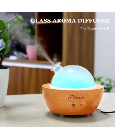 Puraland 200ml Glass Essential Oil Diffuser | Upgraded Aromatherapy Humidifier with Real Wood Base | 7 LED Colors | Waterless Auto Shut-off - Ideal for Home, Office, Bedroom - Perfect Gift! - Buy Online on GoSupps.com