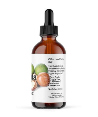 Organic Unrefined Macadamia Nut Oil - 4oz Glass Bottle | 100% Pure Food Grade | Imported From Italy | Natural Moisturizer for Dry Skin Eczema Psoriasis & Dermatitis - Buy Online on GoSupps.com