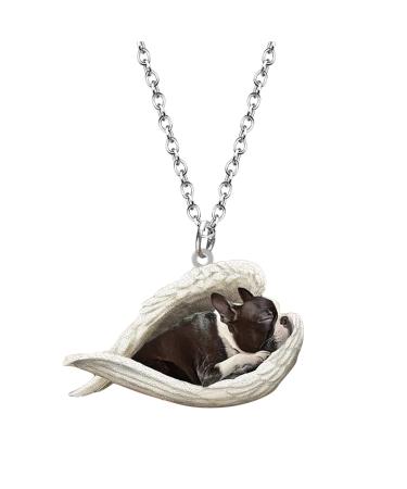 Lidsacde pet necklace with a sleeping dog trailer - sweet angel necklace - personal gift for animal lovers - gifts for boys and girls - chains fastening h unit size