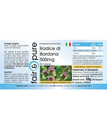 Fair & Pure - Burdock Root Capsules 500mg - 90 capsules - with 15mg zinc citrate zinc - vegan - Buy Online on GoSupps.com