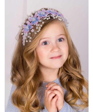 IYOU Floral Wedding Headbands Purple Sparkly Crystal Headpiece Birthday Bridal Wedding Hair Hoop for Flower Girls - Buy Online on GoSupps.com