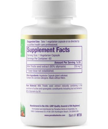 Paradise Herbs Milk Thistle - 60 Vegetarian Capsules for Liver Support - Buy Online on GoSupps.com