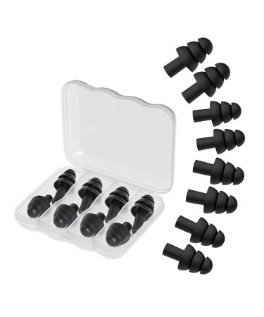 4Pairs Ear Plugs for Sleeping Soft Silicone Earplugs Noise Cancelling Black Earplug for Swimming Snoring Concerts Shooting Airplanes.