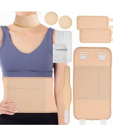 Abizarch 6Pcs Waist Neck Oil Pack Set with Chest Pads Washable Reusable Knee Essential Oil Wrap Mess-Free Oil Pack Wrap with Adjustable Straps Soft Comfortable Oil Pack for Chest Waist Neck ZHAZHAMO Style one Khaki - Buy Online on GoSupps.com