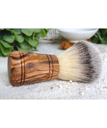 DOM Sir George Vegan Shaving Brush - Synthetic Hair with Olive Wood Handle | Eco-Friendly Grooming - Buy Online on GoSupps.com