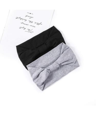 IYOU Fashion Headbands for Women & Girls | 2 Pack Knotted Cotton Sweatbands - Black Hairbands - Buy Online on GoSupps.com
