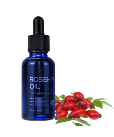 Rosehip Oil for Face 30ml - 100% Pure Organic Rose Hip Oil for Skin Body and Hair Natural Rosehip Seed Oil Moisturizes and Nourishes for a Healthy Complexion
