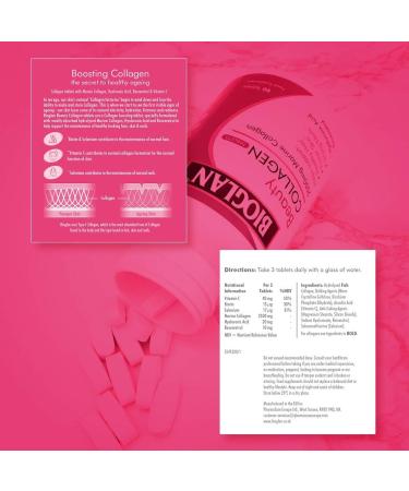 Bioglan Collagen Tablets 2500mg - Marine Collagen with Hyaluronic Acid, Resveratrol, Biotin, Selenium, Vitamin C - 90 Tablets - Buy Online on GoSupps.com