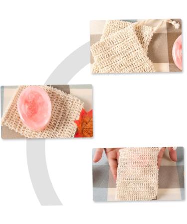 Baluue 4pcs Handmade Soap Bag Small Mesh Bag Drawstring Shower Bag Mesh Storage Bags Cotton Linen White - Buy Online on GoSupps.com