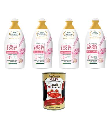 Italian Gourmet E.R. L'Angelica Beauty Essence Body Wash Tonic Boost Collagen with Green Coffee Extracts 4 x 520 ml + Italian Gourmet Polpa 400 g