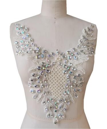 Handmade Rhinestone Lace Applique with Beads - Multicolor Dress and Clothing Trim - Buy Online on GoSupps.com