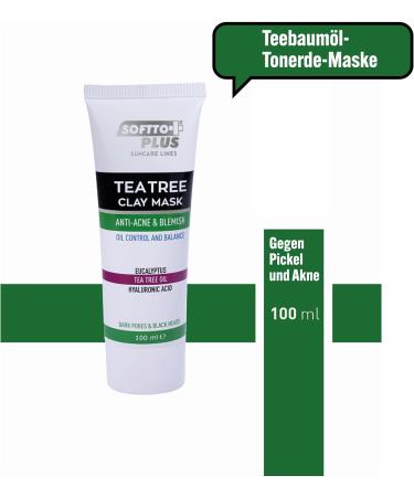 SofttoPlus Softto+Plus Tea Tree Clay Mask Antiacne facial mask against acne and impurities - Buy Online on GoSupps.com