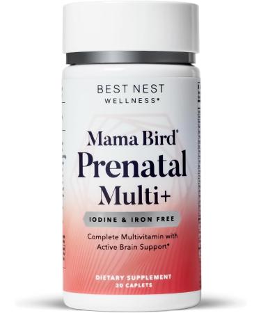 Mama Bird Prenatal Multi Iron Free Gift Bagged No Iron or Iodine Methylfolate (Folic Acid) Natural Organic Herbal Blend Vegan Includes Healthy Pregnancy Secrets Guide Once Daily 30 Ct 30 Count (Pack of 1)