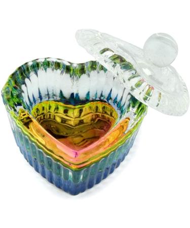 Rainbow Glass Crystal Acrylic Dappen Dish with Lid - Heart Shape | Nail Tool for Acrylic Powder Monomer | HJ-NAPB019-Heart - Buy Online on GoSupps.com