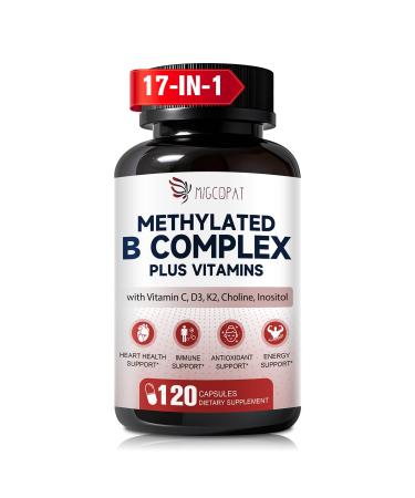 17-in-1 Methylated B Complex 258 150 mcg Multivitamins B12 Methylcobalamin Methylfolate Vitamin C Vitamin D3 K2 CoQ10 Biotin TMG Methylated Multivitamin for Energy Brain-120 Capsules 120 Count (Pack of 1)