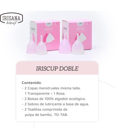 Irisana Menstrual Cup Pack of 2 - Size L - Pink & Transparent - Surgical Silicone - Compatible with IUP - Iriscup Model - International Shipping Available - Buy Online on GoSupps.com