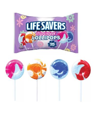 Lifesavers Swirl Lollipops 20 Count Wrapped Lifesaver Swirled Suckers 4 flavors 201g - Limited Edition Candy