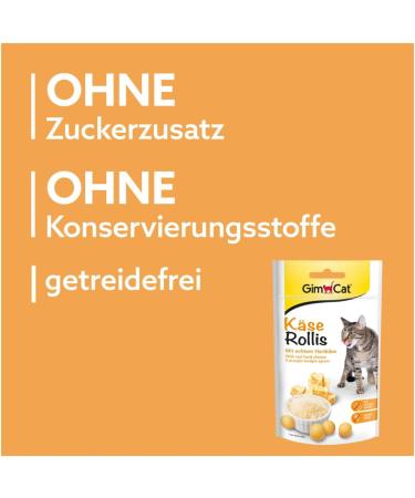 GimCat Cheese Rollis - Grain-Free & Vitamin-Rich Cat Snack with Real Hard Cheese - 8 x 40g Pack - Buy Online on GoSupps.com