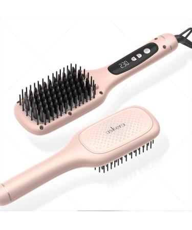 Hair Straightener Brush  Askera Negative Ion Ceramic Straightening Brush with 14 Temp Settings  Hot Comb with Anti-Scald Feature & Temperature Lock & Auto-Off Function  Electric Heat Brush for Women