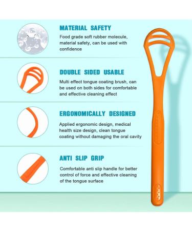 WKRTDY Set of 4 Tongue Cleaners - Gently Remove Bacterial Plaque & Bad Breath | Effective Tongue Brush for Perfect Oral Hygiene - Buy Online on GoSupps.com