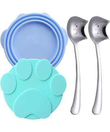 Silicone Pet Food Can Covers,6 Pack Silicone Can Lids Caps,Leakproof Fit Multiple Sizes Can Covers for Dog and Cat Canned Food Blue + Green