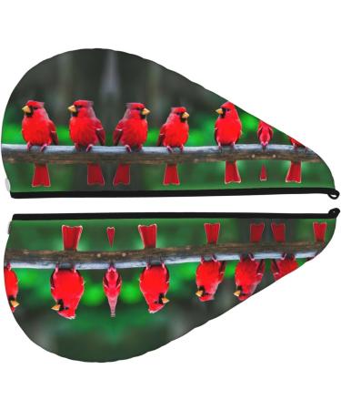 Red Cute Birds Coral Velvet Dry Hair Cap - Unisex Wet Towel Wrap for Bathroom Pool Party & Beach - Perfect Home Accessory - Buy Online on GoSupps.com