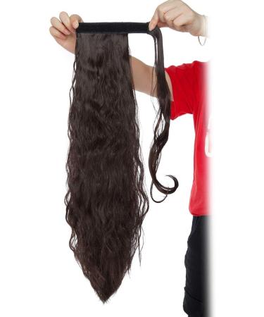 20 Real Long Corn Wave Ponytail Clip in Hair Extension for Women - Dark Brown 20 Inch - Wavy Wrap Around Hairpiece - Buy Online on GoSupps.com