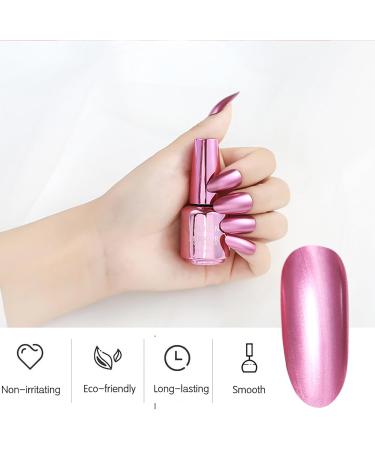 Metal Nail Polish Mirror Effect Quick Drying Metallic Effect Nail Art Polish Pink Plating Metallic Nail Polish Gel Nail Polish Nail Magic Mirror Gel Nail Polish For Chrome Nail No UV(Pink) - Buy Online on GoSupps.com