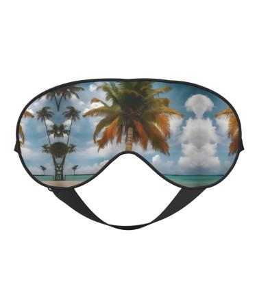 Palm Tree Tropical Print Unisex Sleep Mask Double-Sided Eye Mask Ideal for Sound Sleep and Skin Care