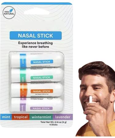 4 Packs Nasal Stick Nasal Inhaler Portable Nasal Congestion Inhaler Organic Refreshing Mints Oils Nasal Stick Refreshing Nasal Stick for Kids and Adults Increase Concentration - Buy Online on GoSupps.com