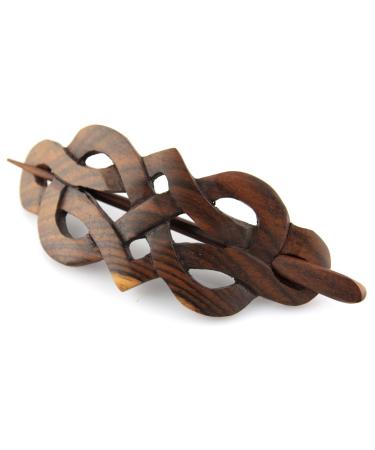 Evolatree Natural Hair Barrettes for Women and Men - Handmade Wood Barrette Hair Pin - Unique Wooden Hair Styling Accessories - 4" (Celtic Princess Crest)
