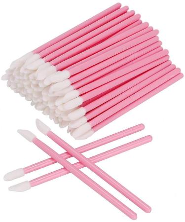 100 Disposable Lip Brushes Make Up Brush Lipstick Lip Gloss Wands Applicator Tool Makeup Beauty Tool Kits (Pink) (100PC)