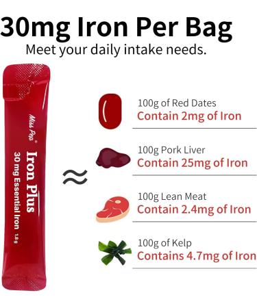 Miss Pep Iron Supplement, 30 Mg Iron Supplement for Women and Men, Promotes Red Blood Cell Production, Supports Iron Deficiency in Adults, 20 Ready-to-Drink Powder Sachets - Buy Online on GoSupps.com