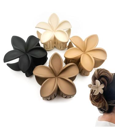4 pieces of flower hair clips-matt hair clips for women and girls thick thin hair large big cute non-slip strong hold hair accessories (4 neutral colors) - Buy Online on GoSupps.com
