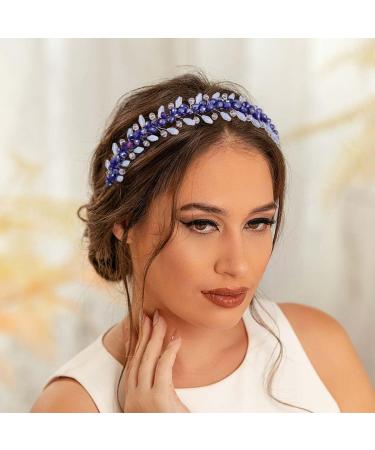 IYOU Bridal Wedding Headbands Royal Blue Crystal Hair Bands Sparkly Rhinesotne Guest Birde Bridesmaid Hair Accessories for Women and Girls - Buy Online on GoSupps.com