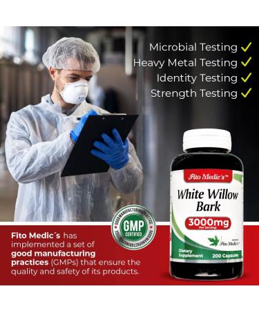 FITO MEDIC S Lab White Willow Bark Capsules - 3000 mg 200 Count - Ultra High Absorption for Optimal Health - Buy Online on GoSupps.com