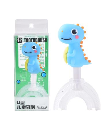 Kids U Shaped Toothbrush Cartoon Manual Toothbrushes Training Toothbrush for Age 2-6 Years Food Grade Soft Silicone Brush Head, 360 Oral Teeth Cleaning Design for Toddlers and Children (Blue) - Buy Online on GoSupps.com
