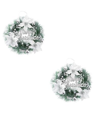 HOMSFOU 2pcs Christmas Wreath Decorative Wreath Christmas Front Door Wreath Winter Wreath Holiday Wreaths Harvest Wreath Rustic Holiday Door Wreath Xmas Reef Artificial Pvc Merry Christmas