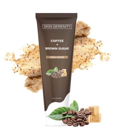 Coffee & Brown Sugar Body Scrub with Vitamin E - Moisturizing and Exfoliating Body Face Foot Scrub for Women & Men - Natural Skin Care for Stretch Marks Cellulite Dark Spots and Wrinkles 5 oz