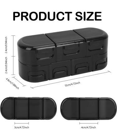 FYY Daily Pill Organizer - 7 Compartment Portable Travel Pill Case for Vitamins Supplements & Medication - Black - Buy Online on GoSupps.com
