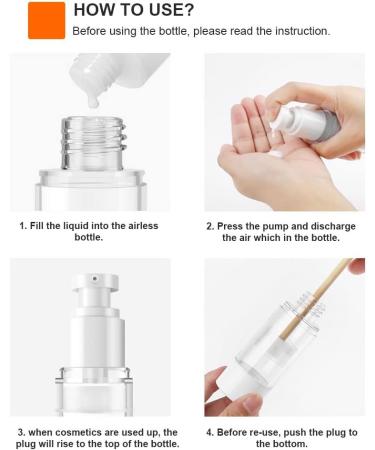 LONGWAY 1 Oz Clear Airless Cosmetic Cream Pump Bottle - Pack of 6 | Travel Size Dispenser for Shampoo & Foundation - Buy Online on GoSupps.com