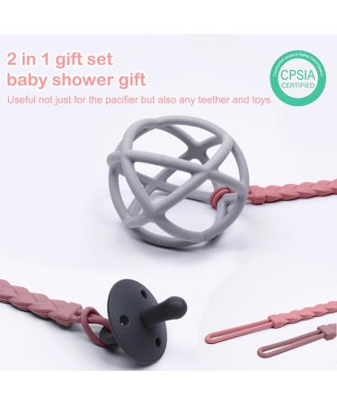 SILICONE DUMMY CLIP - BPA Free Pacifier Holder for Baby Boys and Girls | Soother Chain for Teether Toys - Pink + Purple - Buy Online on GoSupps.com