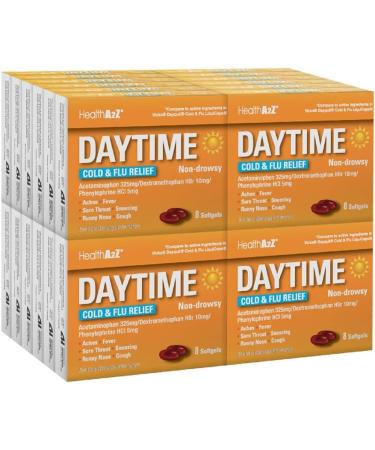 HealthA2Z Daytime | Cold & Flu Medicine | Powerful Multi-Symptom Daytime (8 Softgels) | (Daytime Cold & Flu Medicine (8 Count Pack of 24) | 192 Softgels