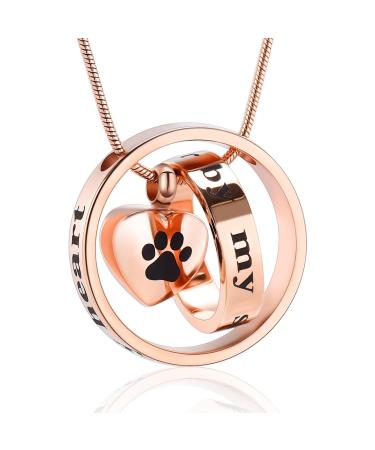 VCCWYQK Urn Pendant tte for Ashes for Dog/Cat Forever in My Heart No Longer by My Side Funeral Keepsake Urn Necklace