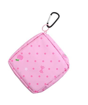 Sanitary Napkin Storage Bag Portable Sanitary Napkin Pads Storage Bag Coin Purse Makeup Bag for Women Girls(Pink Strawberry Cactus Unicorn Black Fox Blue Kitten)