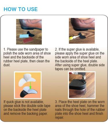 Unikstep Shoe Heel Plate Tap Kit - 6 Pairs Shoe Heel Repair Rubber Patches - Buy Online on GoSupps.com