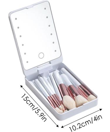 Travel Makeup Brush Set - 14 Small Make up Brush Sets for Women Makeup Brush Kit with LED Cosmetic Brush Set with Storage Box Portable Beauty Brush Set for Girls Womens White - Buy Online on GoSupps.com
