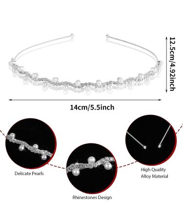 Sibba Bride Headband Set - Pearl Princess Tiara Crown for Wedding, Bridal Hair Accessories for Women and Girls - Buy Online on GoSupps.com