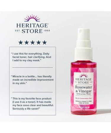 Heritage Store Rosewater Vinegar with Rose Petals - 2 fl oz | Natural Beauty & Wellness - Buy Online on GoSupps.com